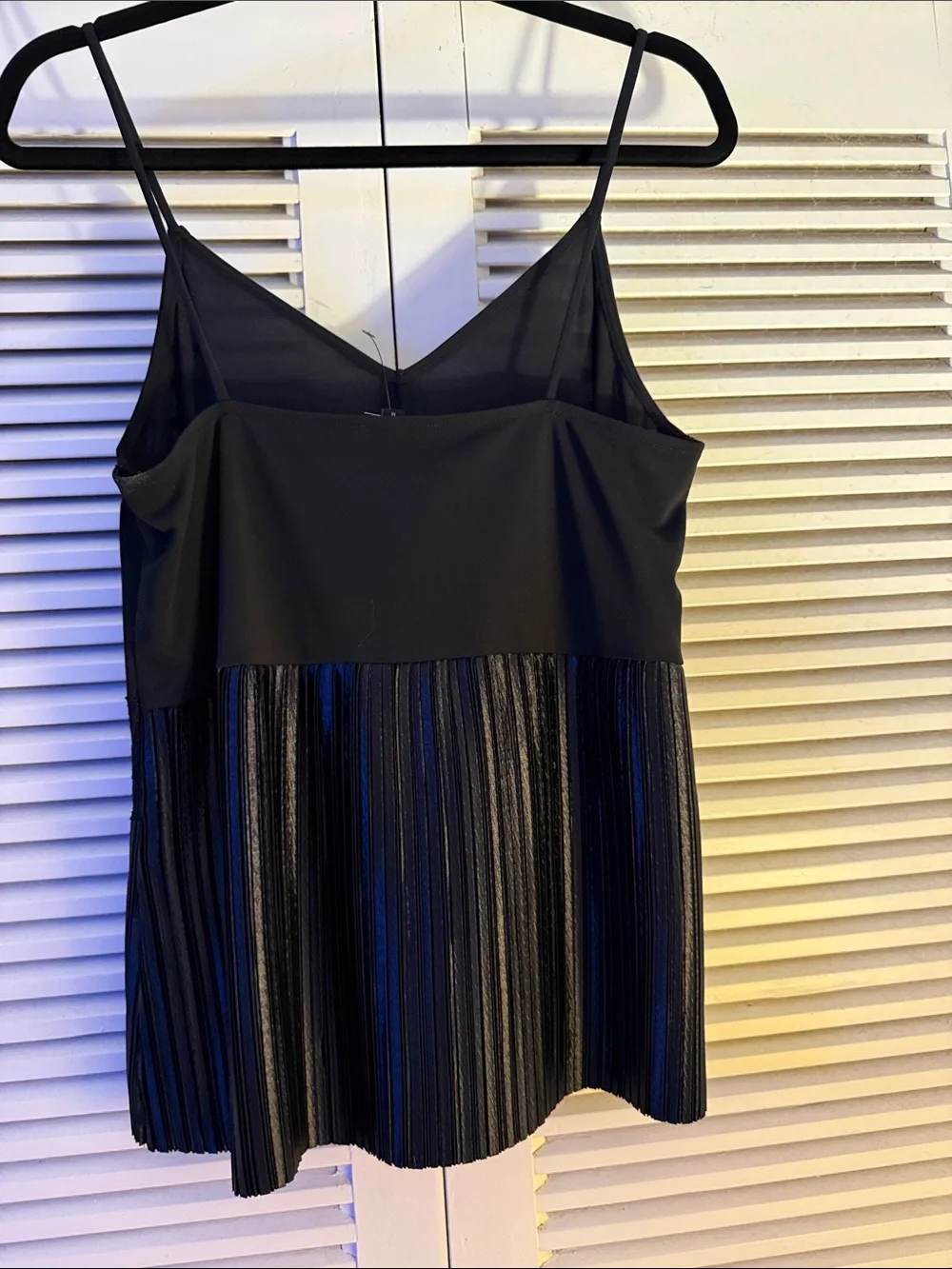 Express Black Lace-Trim Pleated Slip Camisole